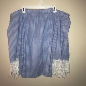 Off-the-Shoulder Striped Blouse